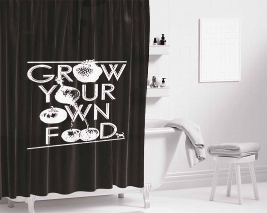 Grow Your Own Food Garden Vegetables Fruit Bathroom Shower Curtain Fabric Waterproof | 66 X 72 Inch