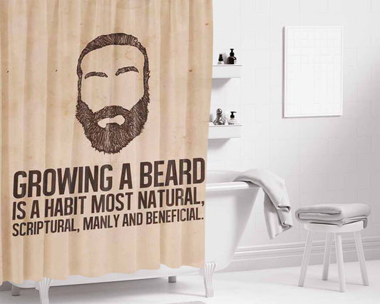 Growing A Beard Quotes Bathroom Shower Curtain Fabric Waterproof | 66 X 72 Inch