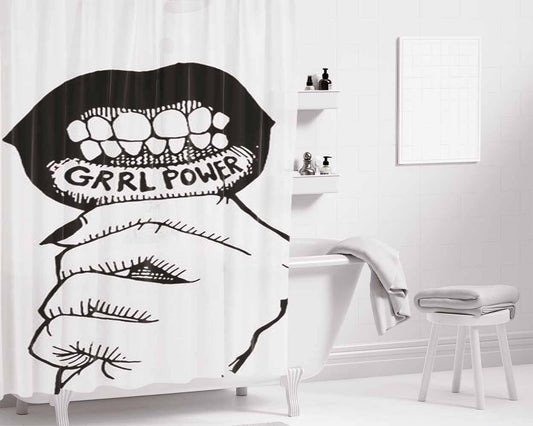 Grrl Power Bathroom Shower Curtain Fabric Waterproof | 66 X 72 Inch