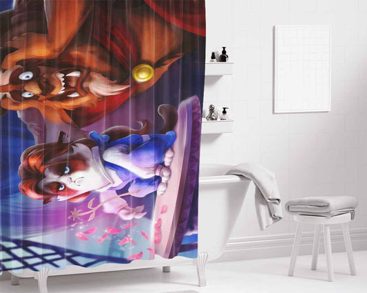 Grumpy Cat And The Beast Bathroom Shower Curtain Fabric Waterproof | 66 X 72 Inch