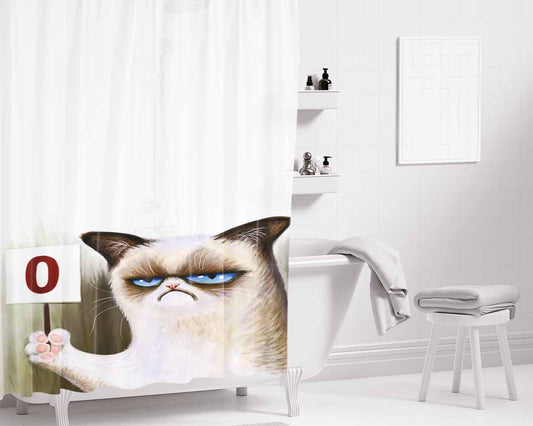 Grumpy Cat Art Zero Bathroom Shower Curtain Fabric Waterproof | 66 X 72 Inch