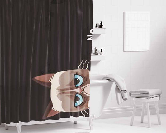 Grumpy Cat No Bathroom Shower Curtain Fabric Waterproof | 66 X 72 Inch