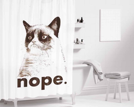 Grumpy Cat Nope 2 Bathroom Shower Curtain Fabric Waterproof | 66 X 72 Inch