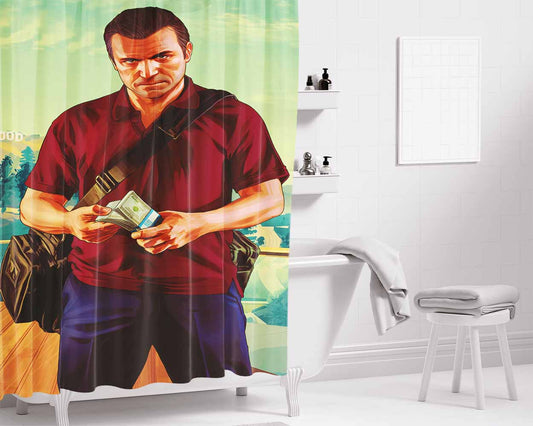 Gta V Michael Bathroom Shower Curtain Fabric Waterproof | 66 X 72 Inch