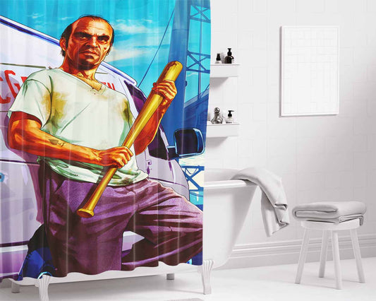 Gta V Trevor Bathroom Shower Curtain Fabric Waterproof | 66 X 72 Inch