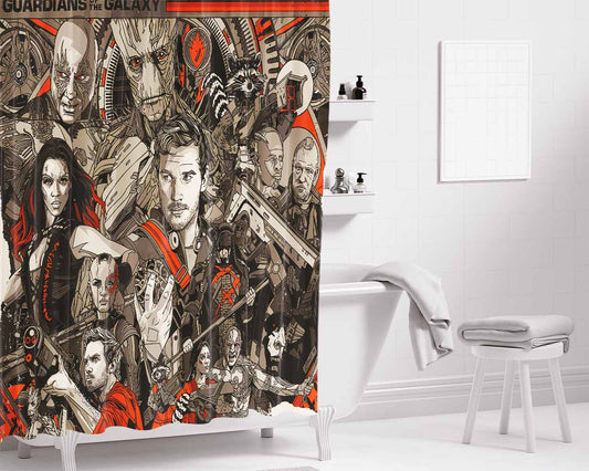 Guardian Of The Galaxy Characters Bathroom Shower Curtain Fabric Waterproof | 66 X 72 Inch