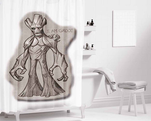 Guardian Of The Galaxy Groot Bathroom Shower Curtain Fabric Waterproof | 66 X 72 Inch