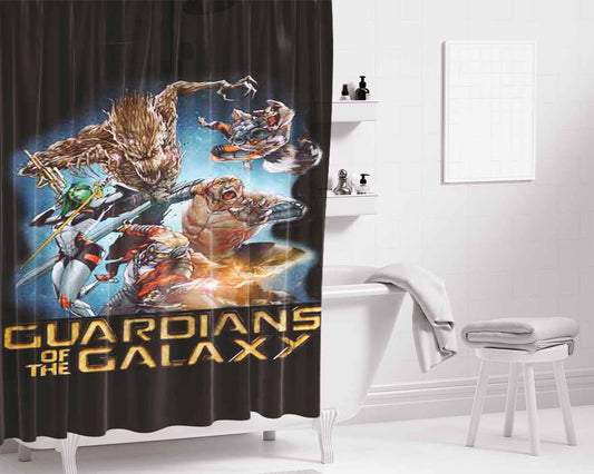 Guardian Of The Galaxy Poster Bathroom Shower Curtain Fabric Waterproof | 66 X 72 Inch