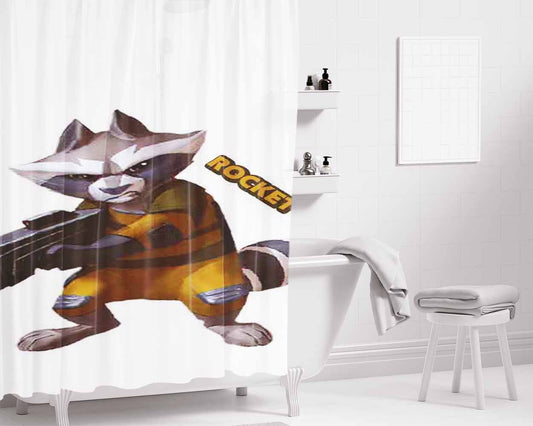 Guardian Of The Galaxy Rocket Bathroom Shower Curtain Fabric Waterproof | 66 X 72 Inch