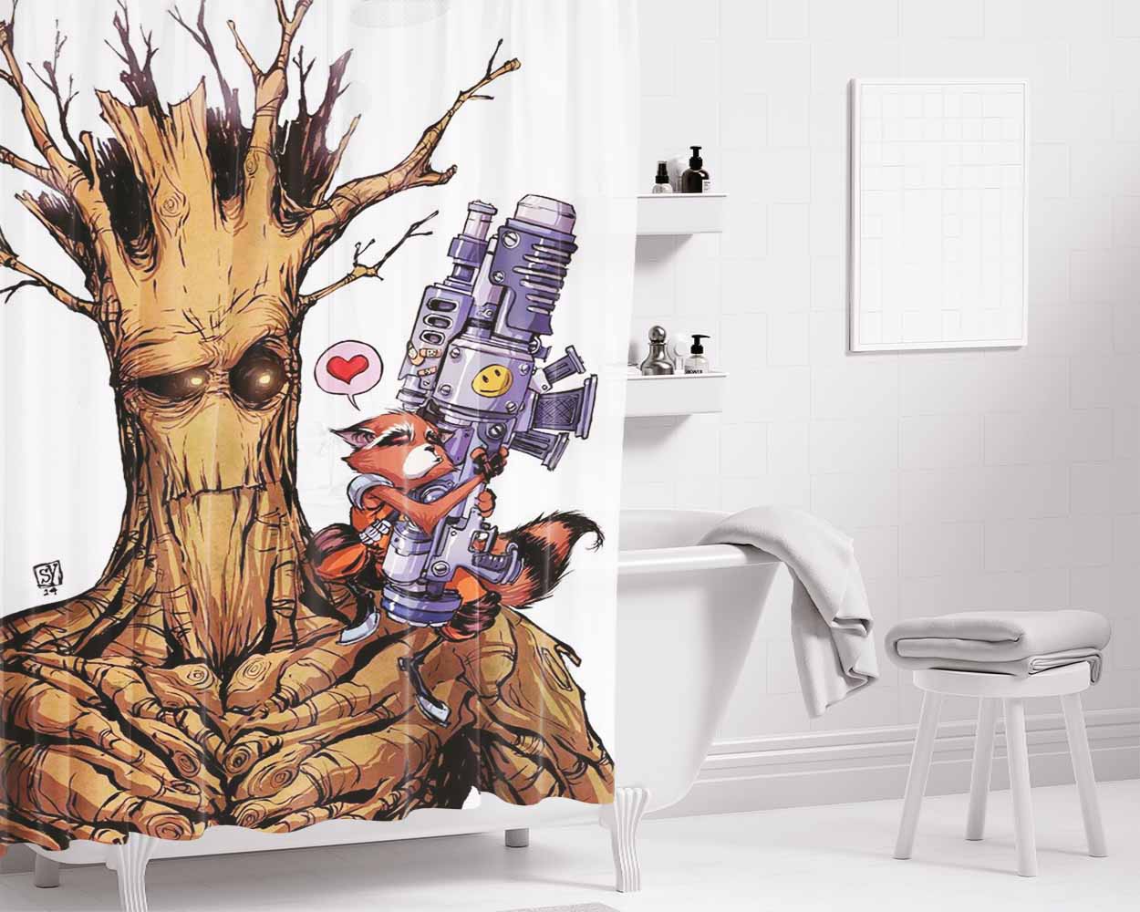 Guardians O The Galaxy Love Bathroom Shower Curtain Fabric Waterproof | 66 X 72 Inch