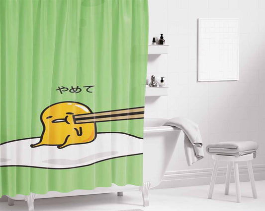 Gudetama Chopstick Bathroom Shower Curtain Fabric Waterproof | 66 X 72 Inch