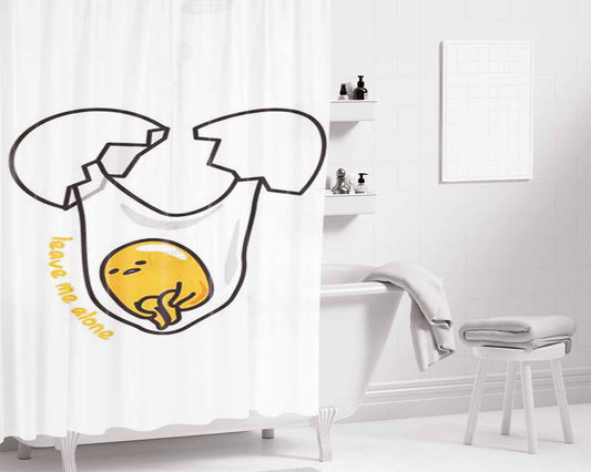 Gudetama Leave Me Alone Bathroom Shower Curtain Fabric Waterproof | 66 X 72 Inch