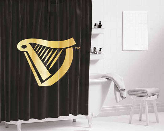 Guinness Logo Black Bathroom Shower Curtain Fabric Waterproof | 66 X 72 Inch