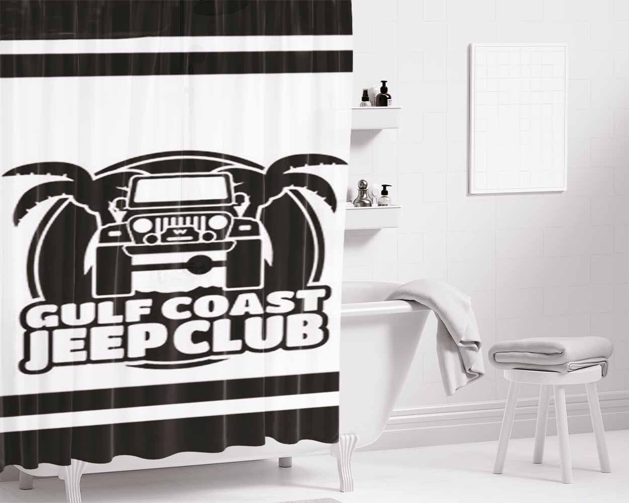 Gulf Coast Jeep Club Bathroom Shower Curtain Fabric Waterproof | 66 X 72 Inch