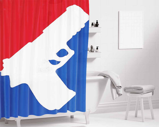 Gun Two Tone Bathroom Shower Curtain Fabric Waterproof | 66 X 72 Inch