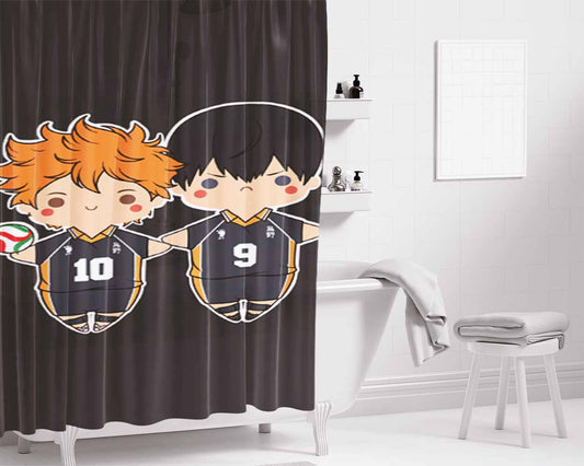 Haikyuu Haikyuu Cute Chibi Art Bathroom Shower Curtain Fabric Waterproof | 66 X 72 Inch