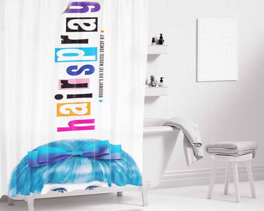 Hairspray Blue Bathroom Shower Curtain Fabric Waterproof | 66 X 72 Inch