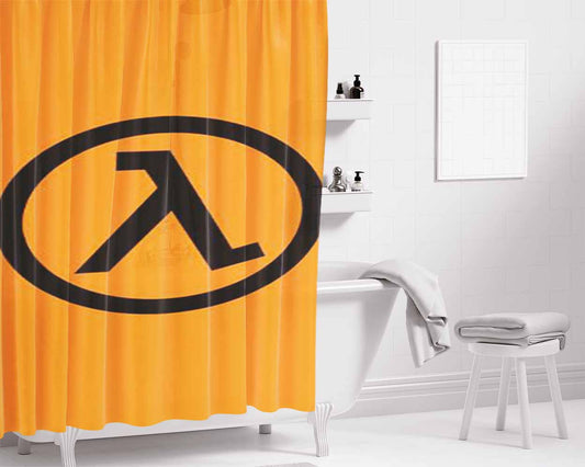 Half Life Lambda Logo Bathroom Shower Curtain Fabric Waterproof | 66 X 72 Inch