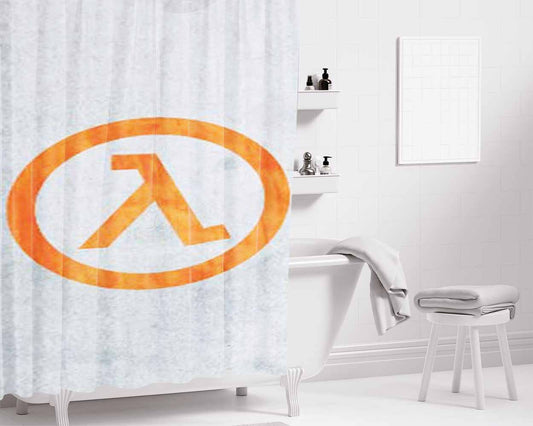 Half Life Lambda Symbol Bathroom Shower Curtain Fabric Waterproof | 66 X 72 Inch