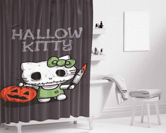 Hallow Kitty Bathroom Shower Curtain Fabric Waterproof | 66 X 72 Inch