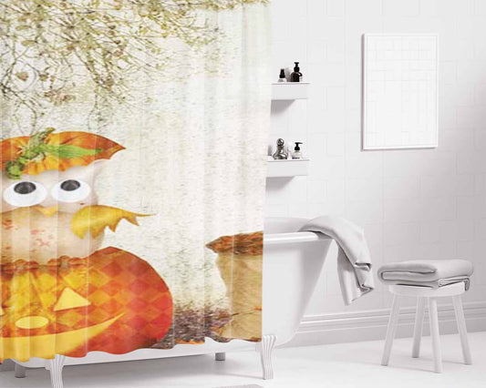 Halloween Owls Bathroom Shower Curtain Fabric Waterproof | 66 X 72 Inch