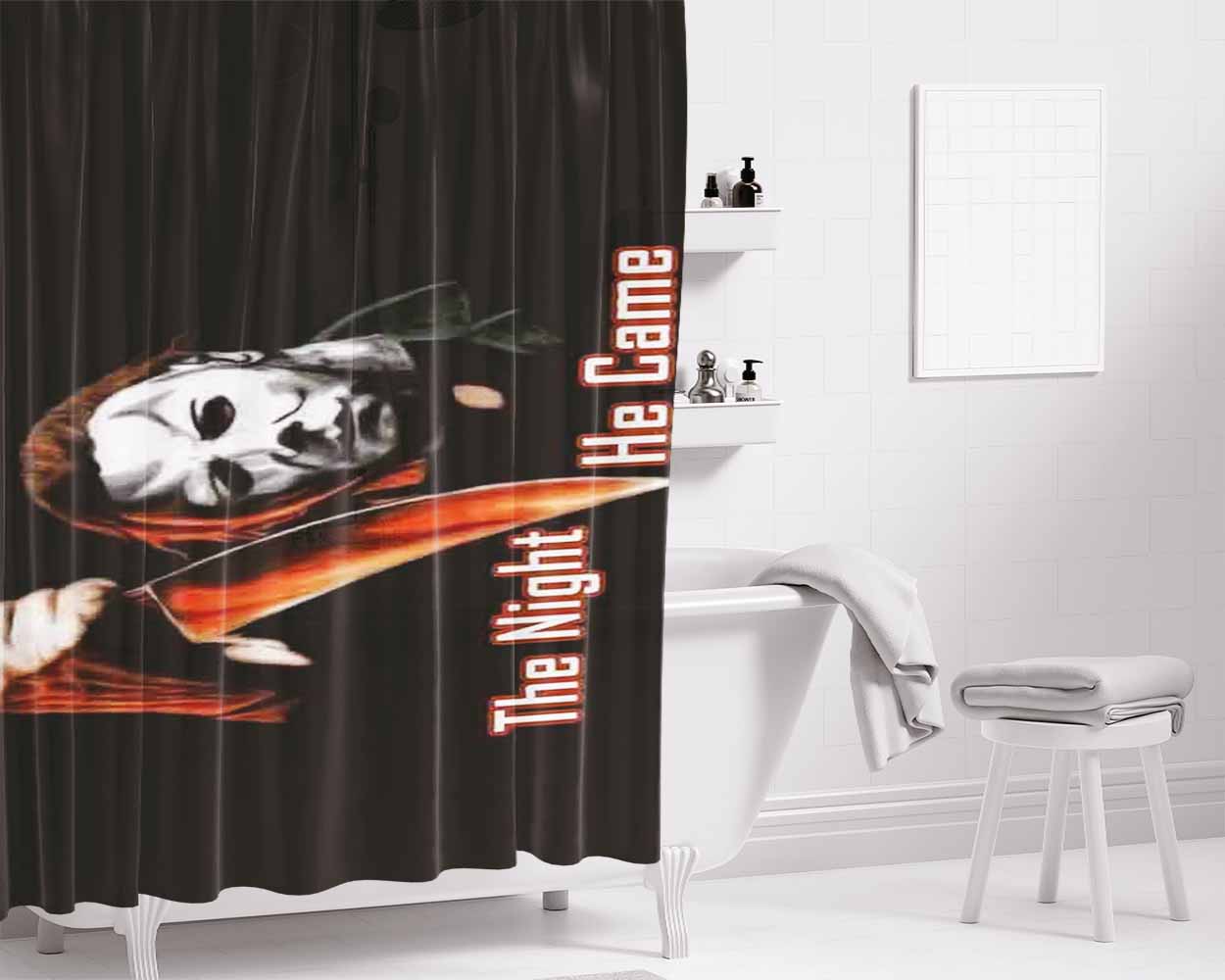 Halloween The Night He Came Knife Bathroom Shower Curtain Fabric Waterproof | 66 X 72 Inch