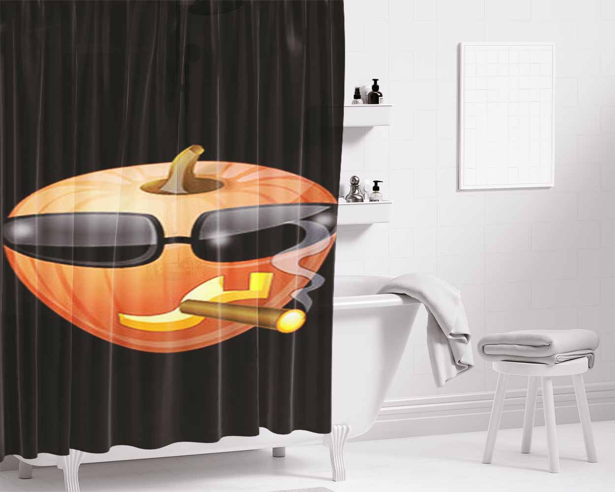 Hallowen Smoke Icon Bathroom Shower Curtain Fabric Waterproof | 66 X 72 Inch