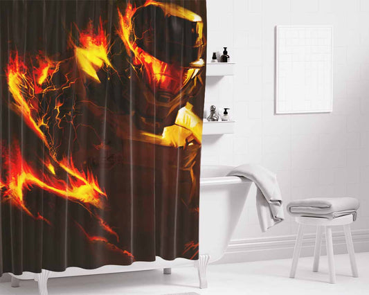 Halo In Flames Bathroom Shower Curtain Fabric Waterproof | 66 X 72 Inch