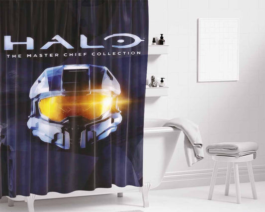 Halo Master Chief Helmet Collection Bathroom Shower Curtain Fabric Waterproof | 66 X 72 Inch