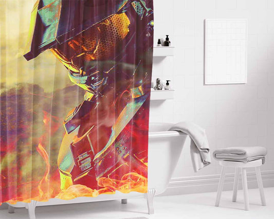 Halo Wallpaper Bathroom Shower Curtain Fabric Waterproof | 66 X 72 Inch
