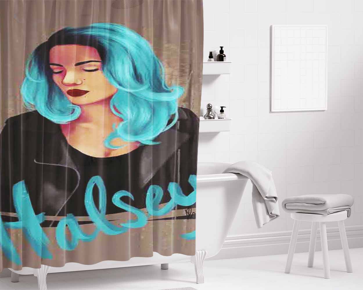 Halsey Fan Art Bathroom Shower Curtain Fabric Waterproof | 66 X 72 Inch