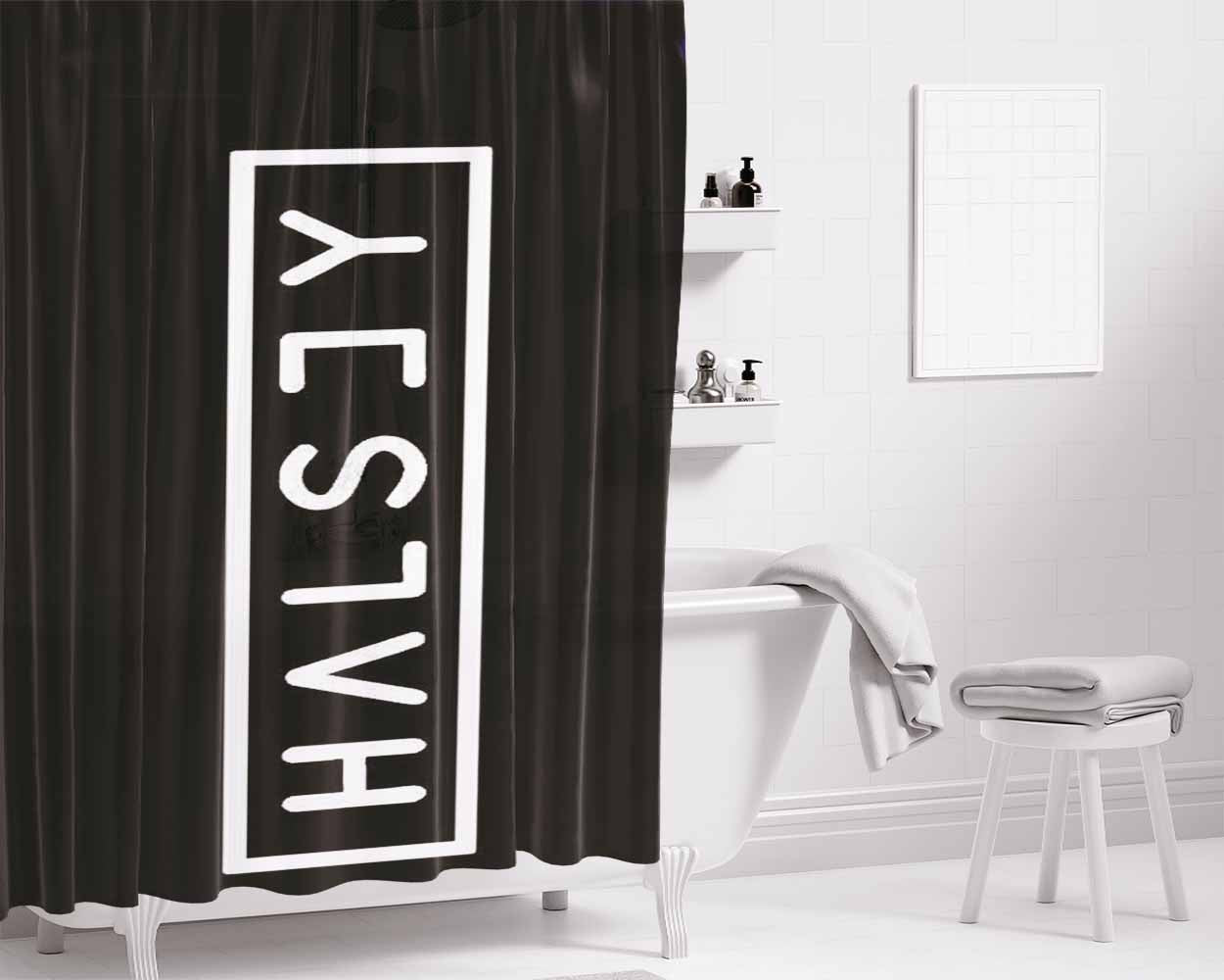 Halsey Logo Bathroom Shower Curtain Fabric Waterproof | 66 X 72 Inch