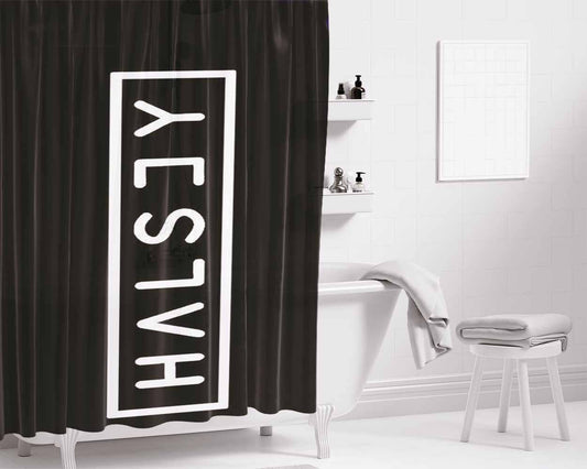 Halsey Logo Bathroom Shower Curtain Fabric Waterproof | 66 X 72 Inch