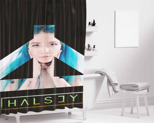 Halsey Photo Shape Two Bathroom Shower Curtain Fabric Waterproof | 66 X 72 Inch