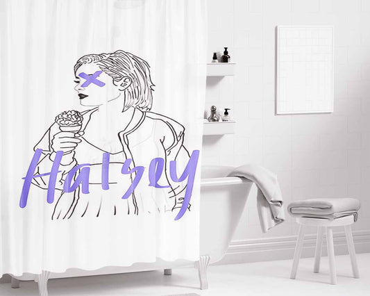 Halsey Simple Art Bathroom Shower Curtain Fabric Waterproof | 66 X 72 Inch