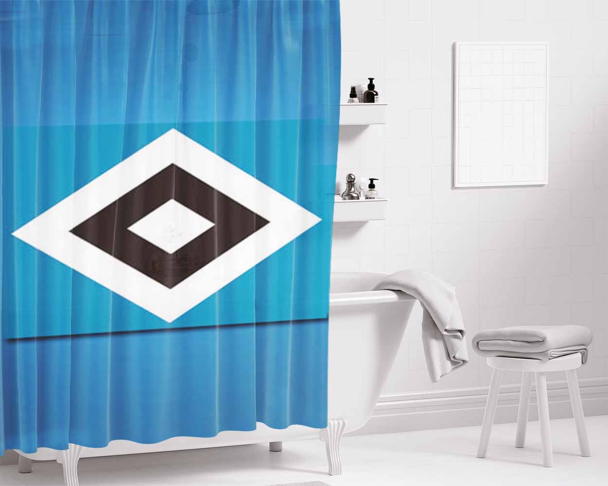 Hamburg Sv Logo Bathroom Shower Curtain Fabric Waterproof | 66 X 72 Inch
