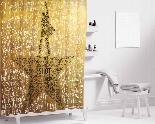 Hamilton The Musical Lyric Bathroom Shower Curtain Fabric Waterproof | 66 X 72 Inch