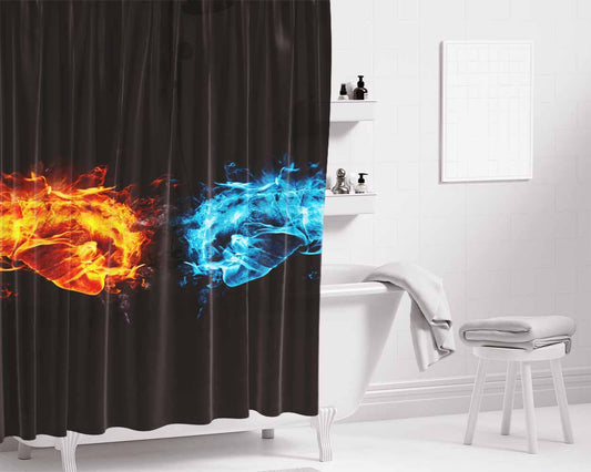Hand Fire And Ice Bathroom Shower Curtain Fabric Waterproof | 66 X 72 Inch