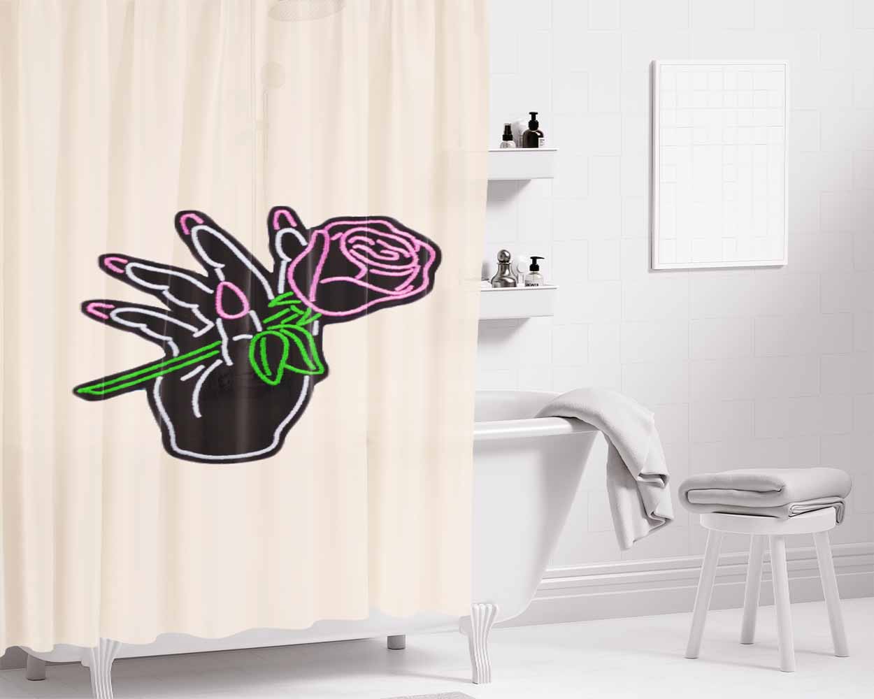 Hand Me The Flower Wallpaper Bathroom Shower Curtain Fabric Waterproof | 66 X 72 Inch