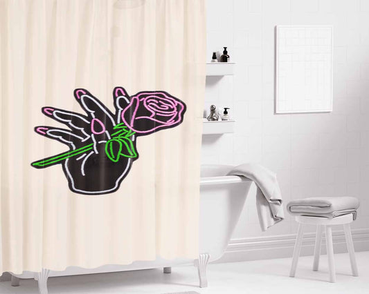 Hand Me The Flower Wallpaper Bathroom Shower Curtain Fabric Waterproof | 66 X 72 Inch