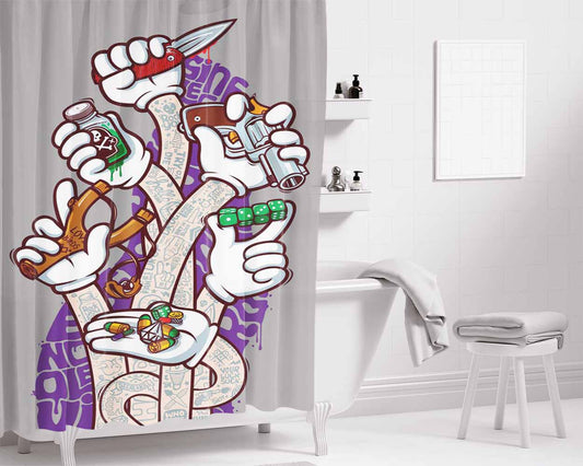 Hand Visitol Art Cash Bathroom Shower Curtain Fabric Waterproof | 66 X 72 Inch