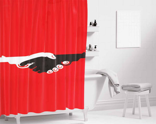 Handshake Gun Logo Bathroom Shower Curtain Fabric Waterproof | 66 X 72 Inch