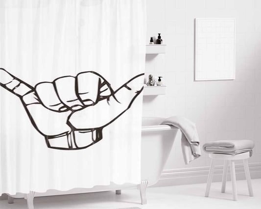 Hang Loose Hand Sign Bathroom Shower Curtain Fabric Waterproof | 66 X 72 Inch