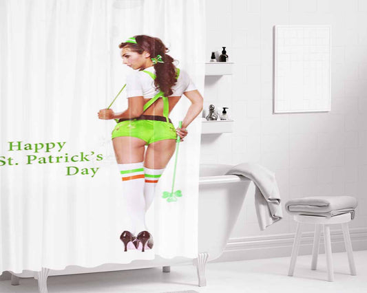 Happt St Patricks Day Girl Bathroom Shower Curtain Fabric Waterproof | 66 X 72 Inch