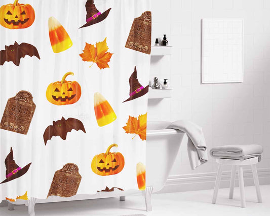 Happy Halloween Stuff Bathroom Shower Curtain Fabric Waterproof | 66 X 72 Inch