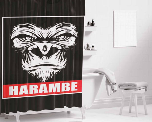Harambe Bathroom Shower Curtain Fabric Waterproof | 66 X 72 Inch
