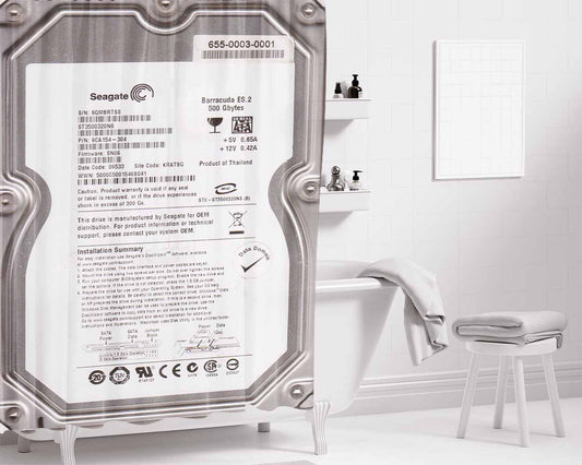 Hard Drive Bathroom Shower Curtain Fabric Waterproof | 66 X 72 Inch