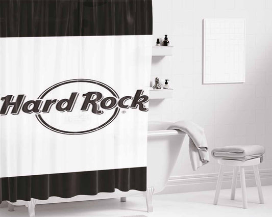 Hard Rock Simple Black And White Bathroom Shower Curtain Fabric Waterproof | 66 X 72 Inch