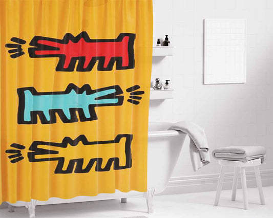 Haring Bathroom Shower Curtain Fabric Waterproof | 66 X 72 Inch