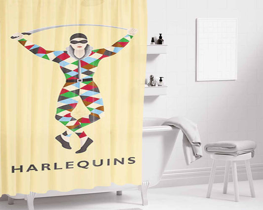 Harlequins Logo Bathroom Shower Curtain Fabric Waterproof | 66 X 72 Inch